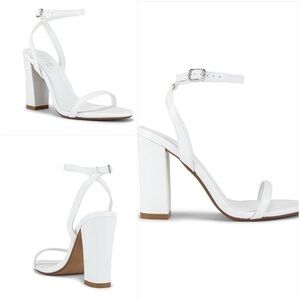 Revolve X RAYE Womens Valerie Block Heel Ankle Strap White Size 8.5